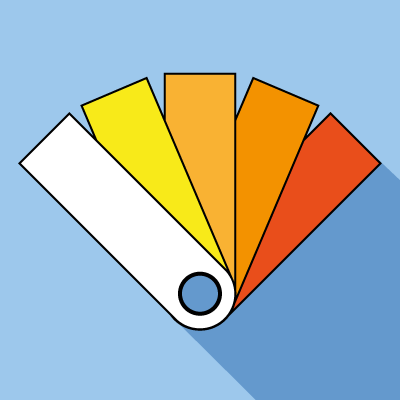 Fächer aus Weiß-, Gelb-, Orange- und Rottönen als Beispiel für ein geordnetes Farbsystem